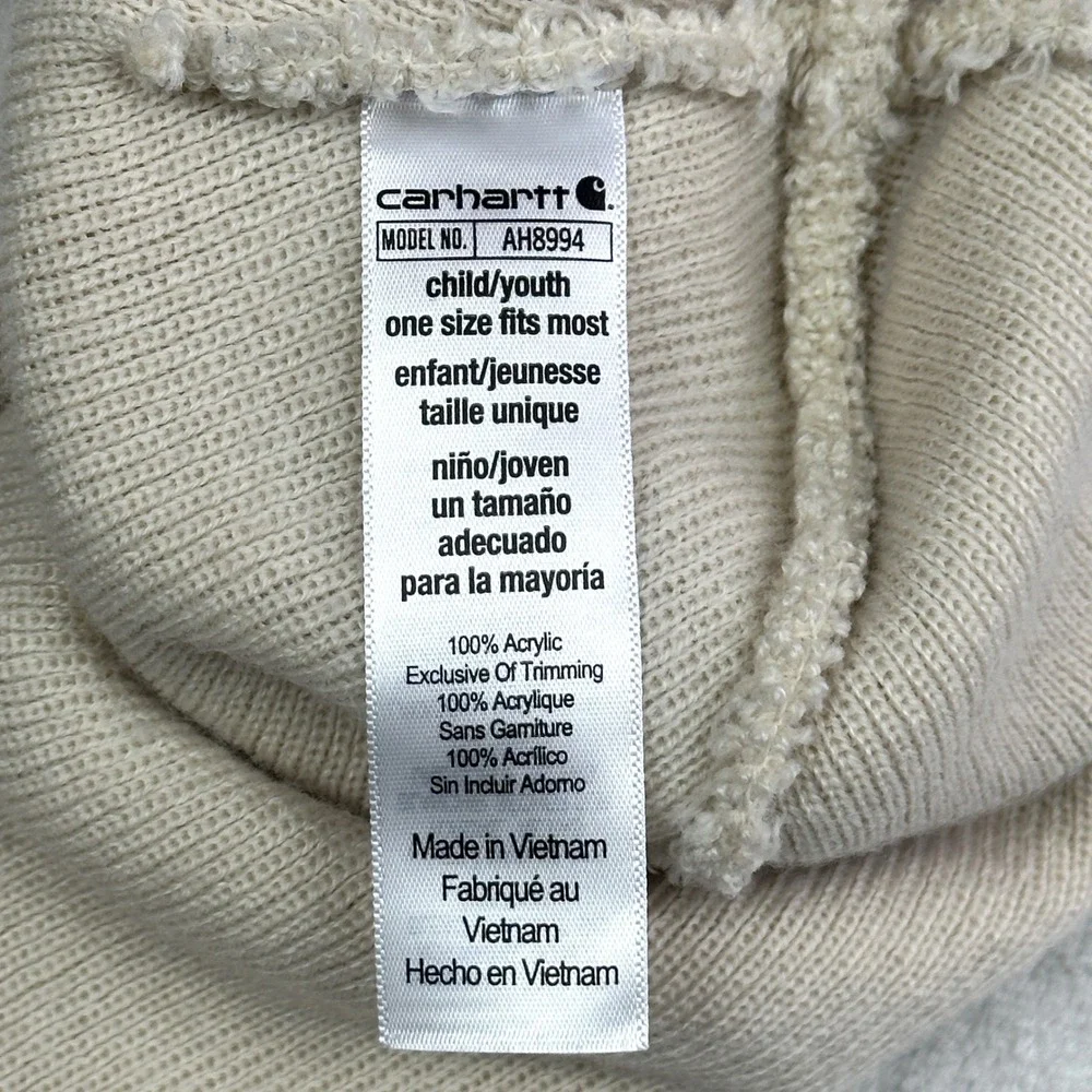 Carhartt‎ Kids Youth Watch Hat Beanie Cream Off-White Rib Knit AH8994 One Size